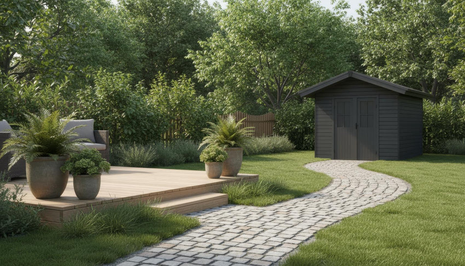 GroJa Gartenhaus Steingrau co-extrudiert