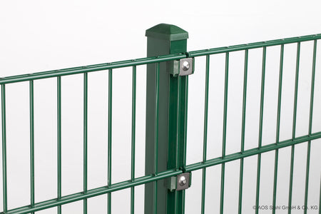 Zaunpfosten für Doppelstabmatte (mit Abdeckleiste) 60x40 mm Moosgrün RAL 6005
