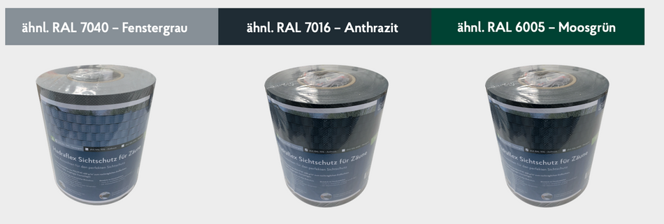 Sichtschutzstreifen für Doppelstabmattenzäune aus PES/PVC 630 g/m2