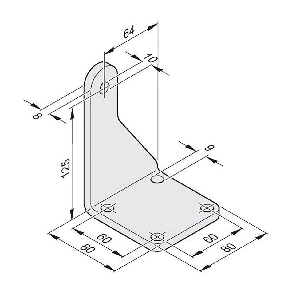 SOMMER Torpfostenbeschlag 64/125 twist 200 E/EL 80X80